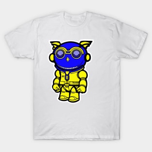 Space Owl Blue and Yellow T-Shirt